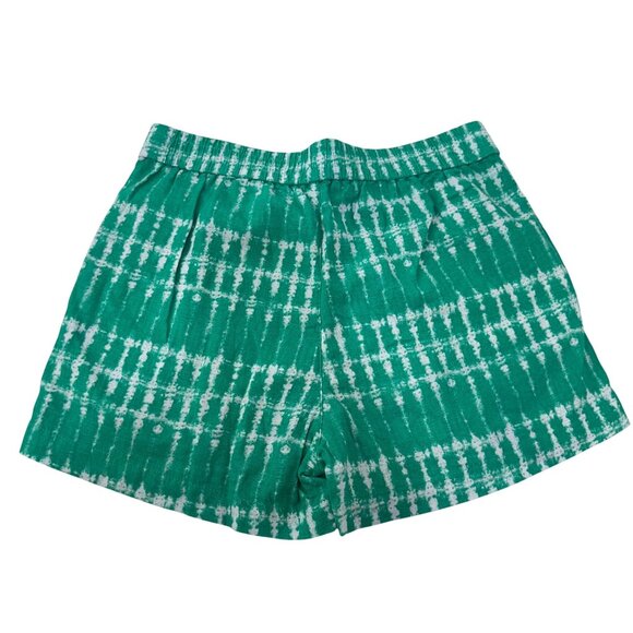 J.Crew Women Size XXS Green Tie-Dye Linen Blend Elastic Waist Short Shorts - Picture 11 of 13